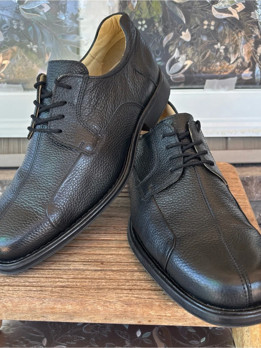 Belvedere Men’s Black Leather Lace-Up Derby Shoes 10 EEE